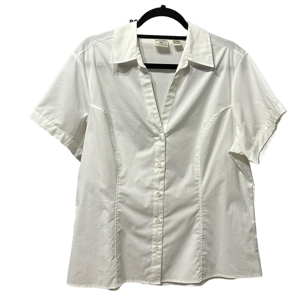 Riders by Lee Easy Care sz XL white princess seam button front short sleeve top